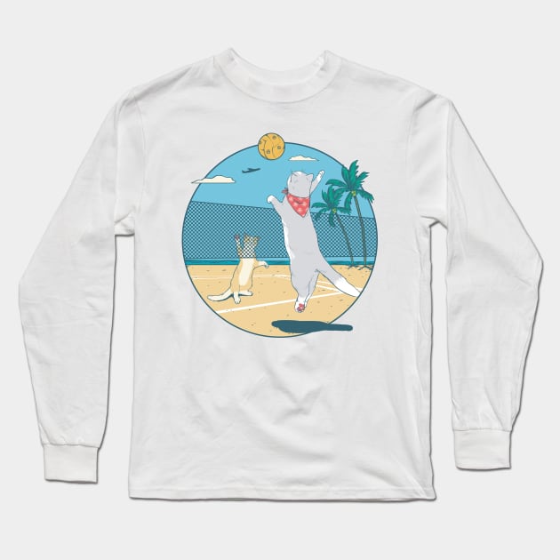 cat love volleyball Long Sleeve T-Shirt by dreamiedesire